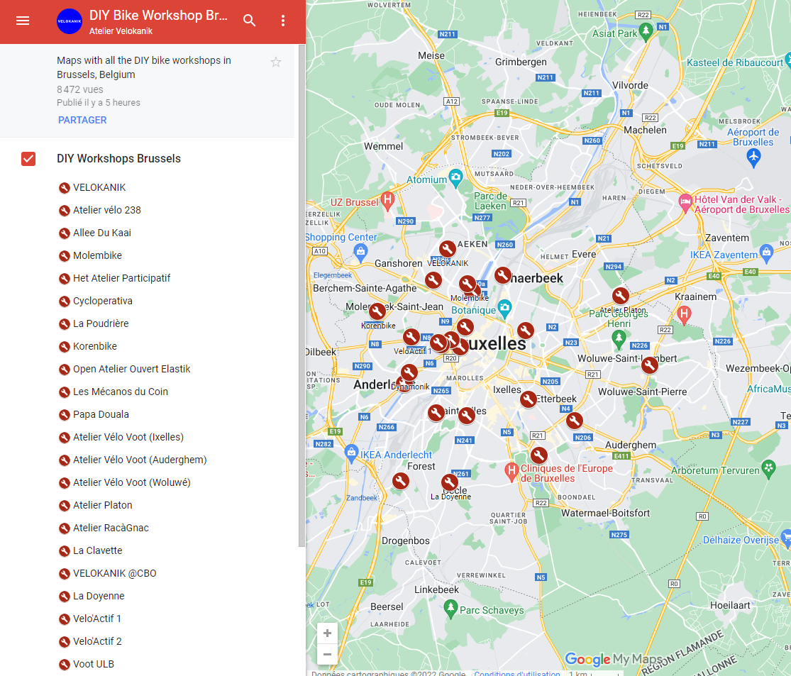 MAP DIY BIKE Brussels